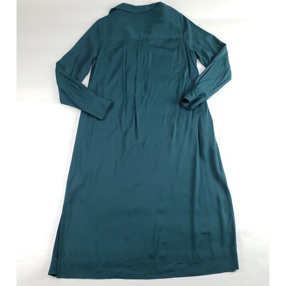 Boden Long Sleeve Maxi Dress Womens 12 R Green Collared Pullover Pocket *No Tie* - Picture 9 of 16